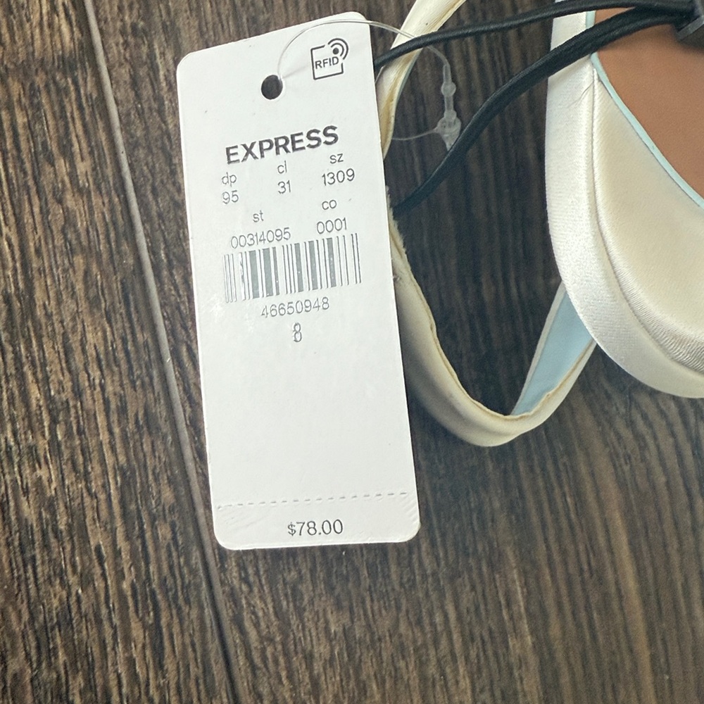 Express White Slingback Heels - Picture 6 of 6